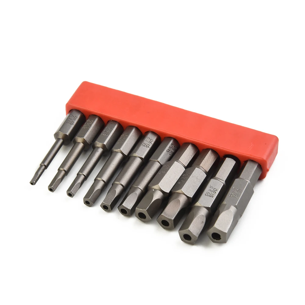 

10 Pcs 50mm Pentagonal Screwdriver Magnetic 1/4 Inch Hex Shank 2.15-7.35mm For Pentagonal Anti-theft Screws Disassembly Tools