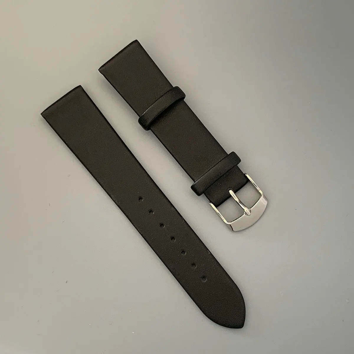 Premium Calf Leather Watch Strap with Silver Pin Buckle - Unisex Adjustable Band with Gift Tool