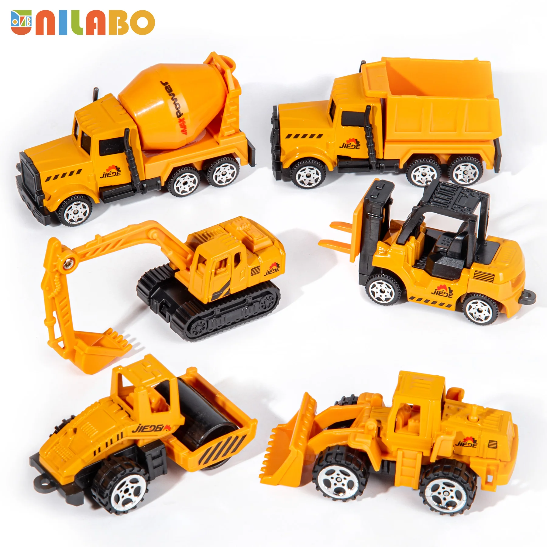 bagger spielzeug klein Unilabo 6 kleine Baufahrzeuge aus Legierung, Mini-LKW-Spielzeug aus
