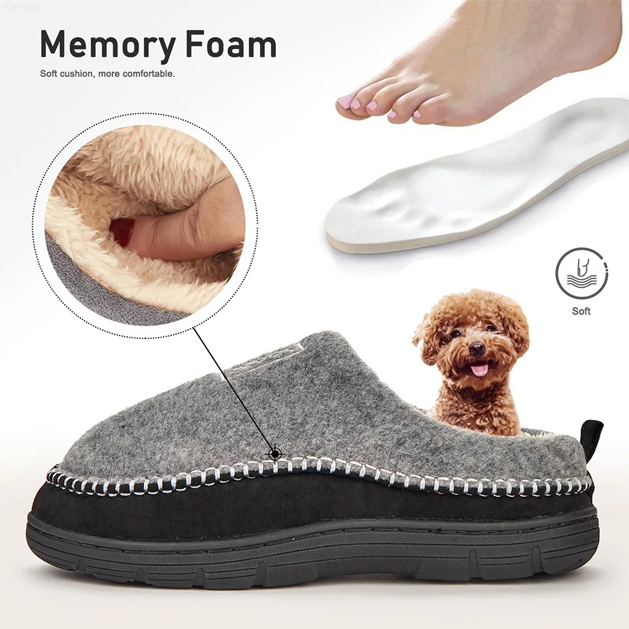 Men's House Slippers Sewing Thread Contrasting Color Fuzzy Memory Foam Indoor Winter Casual Slippers linen slippers fur slippers eva slippers non slip slippers sneaker slippers fashion slippers soft slippers plush slippers velvet slippers soft non slip slippers beach slippers cork slippers natural slippers