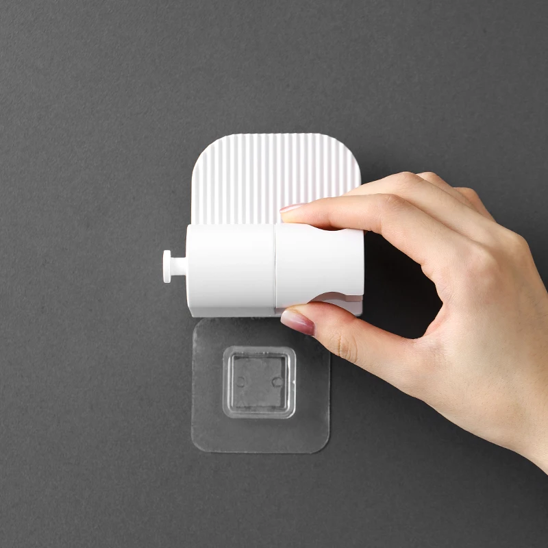 Self-Adhesive Shower Head Holder with Storage Hook Wall Mounted Punch-Free ABS Plastic Shower Holder Bathroom Base White