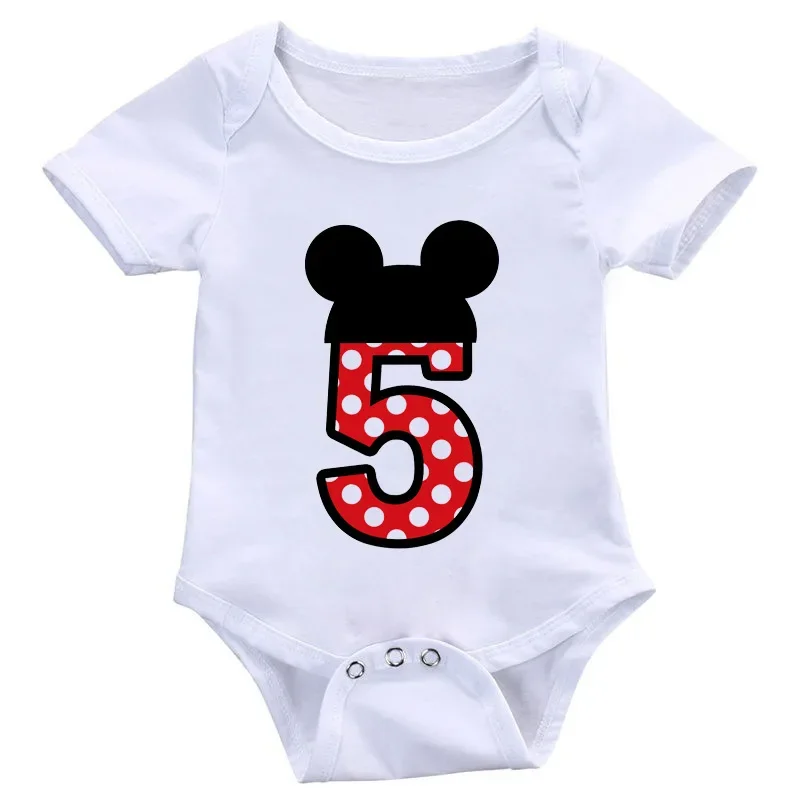Baby Rompers Letter Bow Cute Mickey Minnie Number 1-9 Print Baby Boy Girl Clothes Children Funny Rompers Infant Jumpsuit Ropa Bebe Playsuit