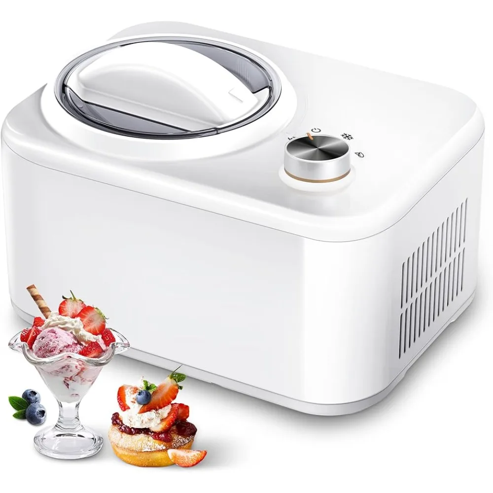 

1 Quart Ice Cream Maker Machine with Built-in Compressor, Fully Automatic, No Pre-freezing, 1 Hour Keep-cooling, Easy to Clean