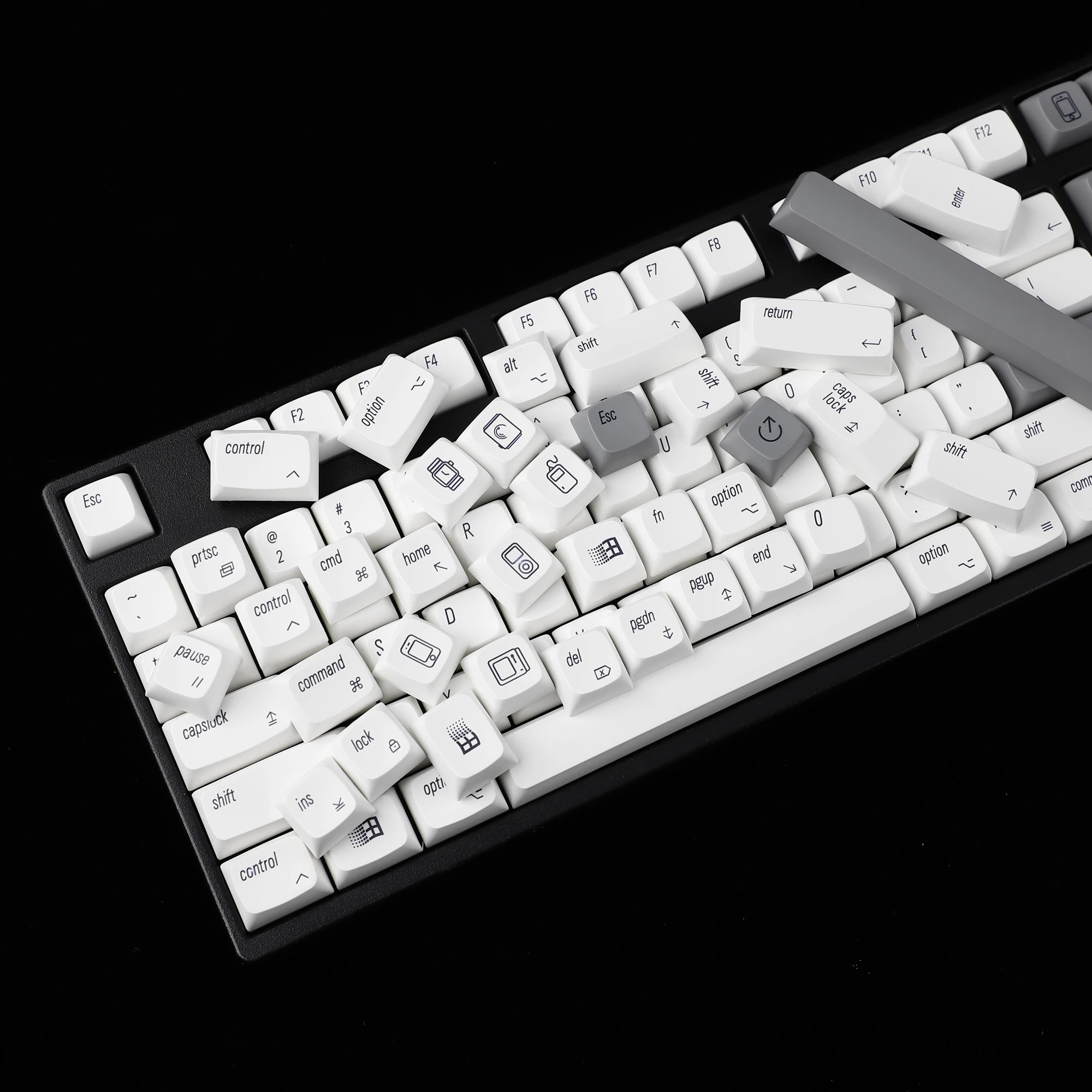 Ymdk-mac Keycaps para 104 Tkl 60 96 84 68 64 Switches mx Perfil Xda v2 Gray e White Dye Sub Pbt 104 Tkl 60 - Imagem 3
