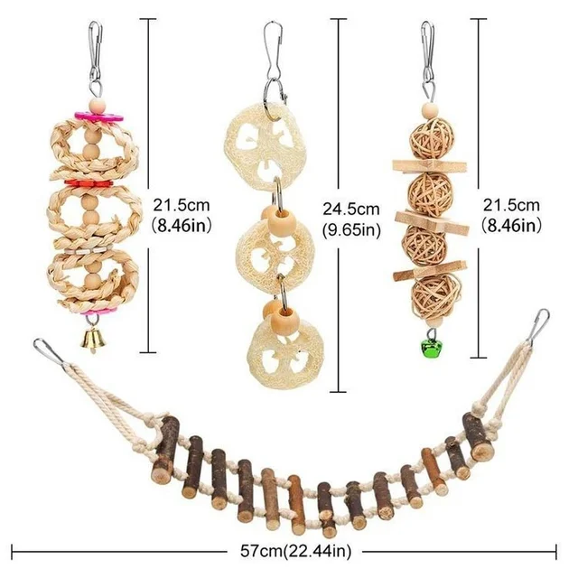 8PCS Set Combination Wood Bird Toys