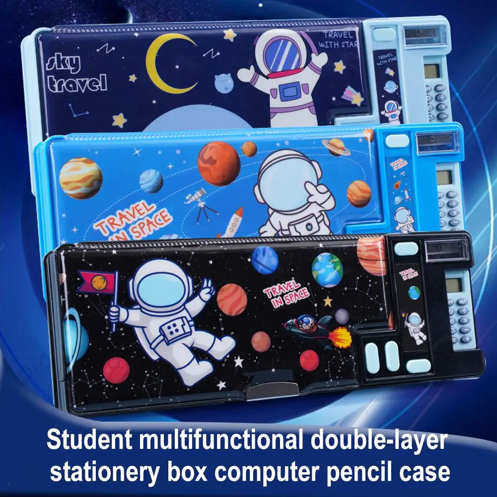 

Многофункциональная двухслойная коробка для канцелярских принадлежностей большой емкости для студентов офиса Портативные школьные принадлежности для хранения канцелярские принадлежности E3N9