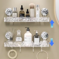 Shower Suction Cup Shelf Basket Light Glacier Pattern One Second Installation bathroom Organizer Storage Rotating to Suck Remove 1