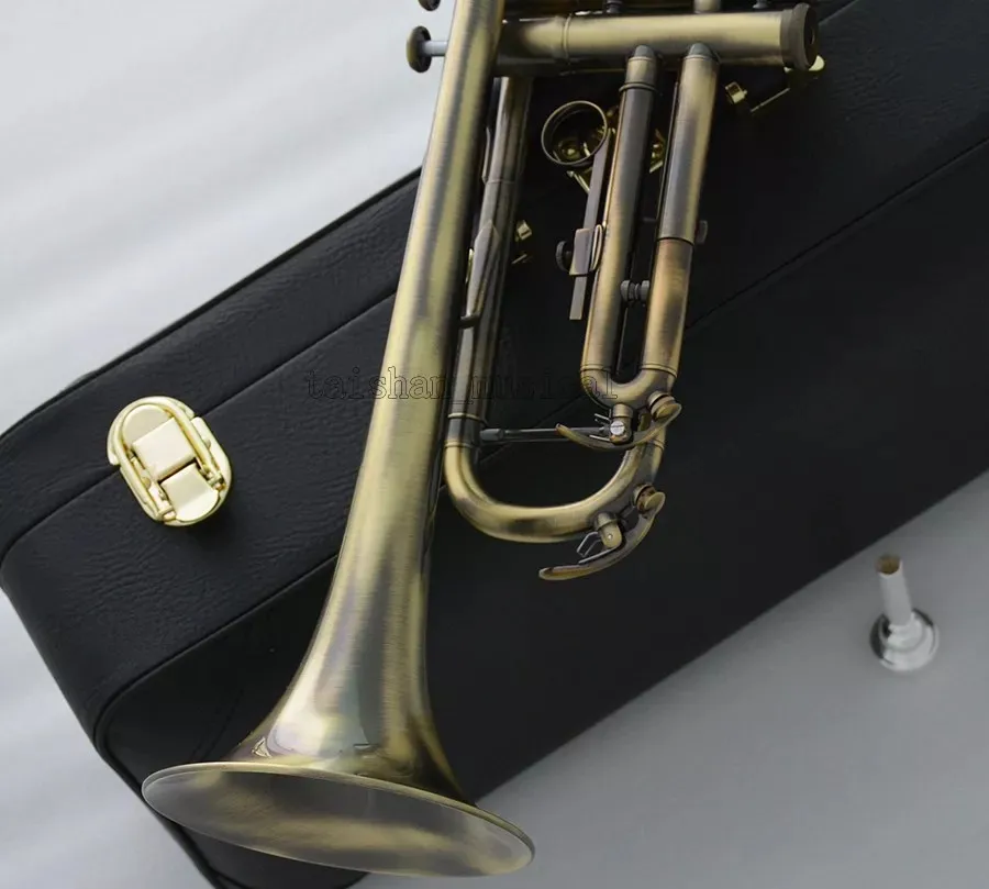 High Grade Antique Bb key trumpet horn 4-7/8" Bell with case 2pc mouthpiece