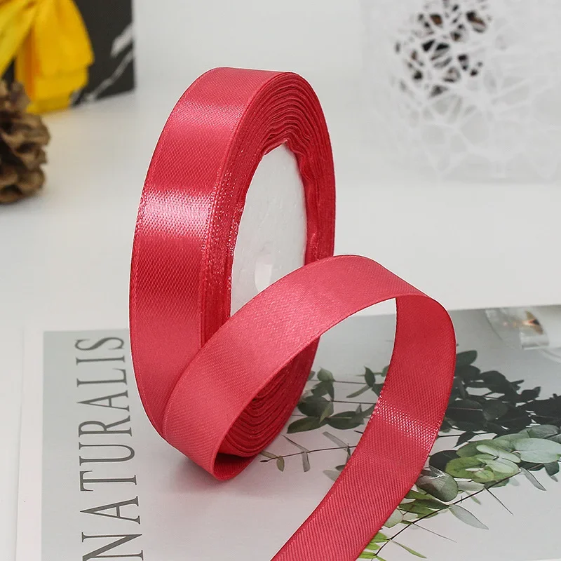 Solid Color Satin Ribbons - Handmade DIY Accessories for Weddings and Gift Wrapping (25 Yards)