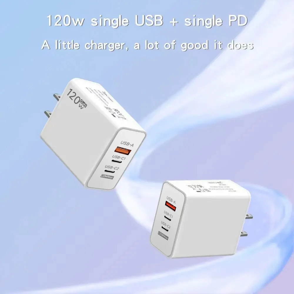 120W USB Charger Fast Charging Mobile Phone Charger for iPhone 16 15 Pro Samsung S24 Xiaomi 14 USB Quick Charge 3.0 Wall Adapter