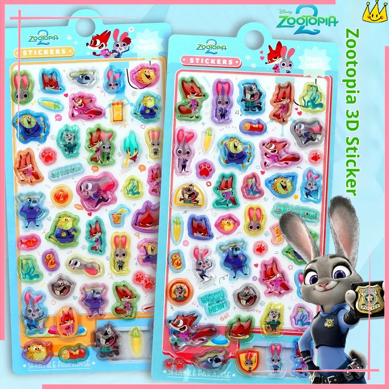 Authentic Zootopia 3D Stereoscopic Crystal Relief Stickers DIY Phone Case Decoration Water Bottles Notebooks Making Cards Decor