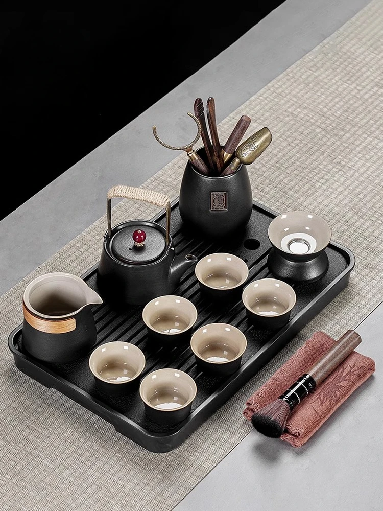 Ceramic Purple Clay Tea Set Kung Fu Pot Infuser Solid Wood Tea Tray Teapot Teacups Drinkware Chinese Gaiwan High-grade