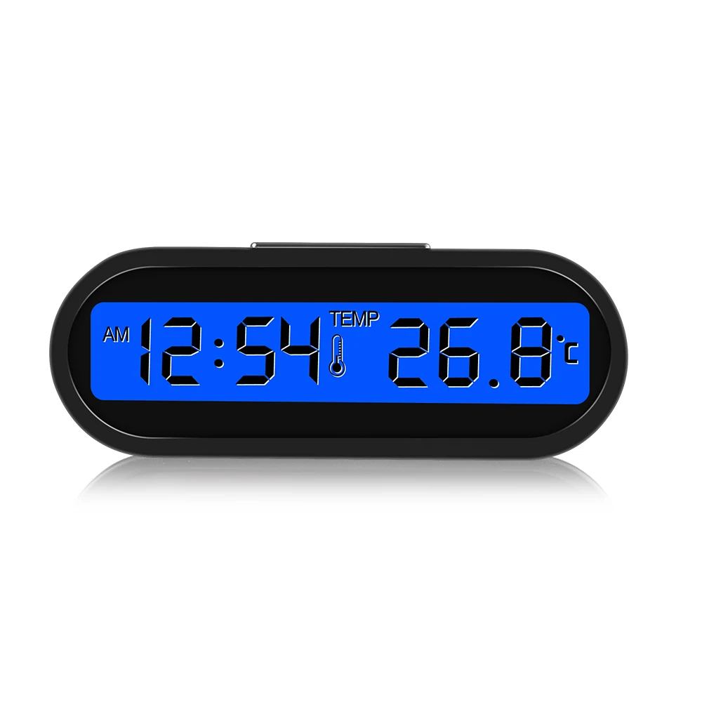 Universelle runde Auto Uhr digitale LCD-Anzeige 12/24 Stunden Format Zeit  Thermometer Auto Uhr Auto Ersatz elektronische Teil - AliExpress