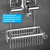 Space Aluminum Bathroom Shower Rack with Hanger, No Drilling Installation, Storage Basket, Shower Accessories Bathroom Shelf 4