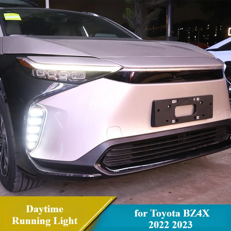 2Pcs Car LED Daytime Running Light for Toyota BZ4X 2022 2023 Dynamic Turn Signal Front Bumper Fog Lamp DRL Car Styling Daylights detail image 2