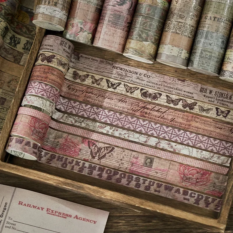 Washi tape 8 rolls/set Vintage old newspaper illustrated text decorative collage Decorative tapes school office supplies