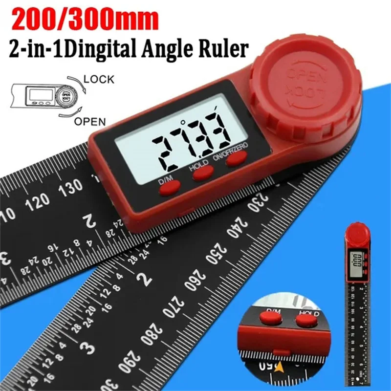 2-in-1 Digital Angle Meter Inclinometer Digital Angle Ruler Electronic Goniometer Protractor Angle finder Measuring Tool 2