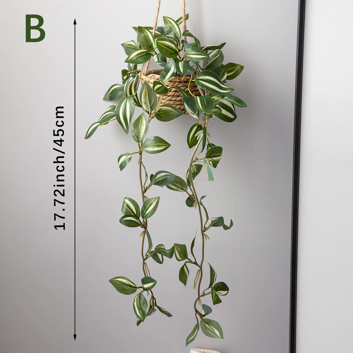 XIYA BLUME Künstliche Hängende Gras Topfpflanze Zebrina Peperomia Fittonia Künstliche Pflanze PE Material Hausgarten Dekor – Detail 6