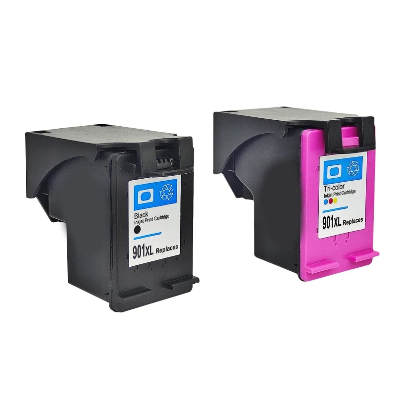 Q1Jf Remanufactured 901Xl Ink Cartridge Black Color, Tri-Color Replacement For Hp 901