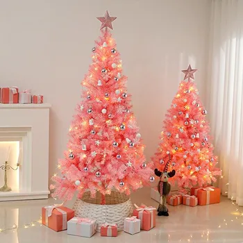 Hot Sale 45/60cm Christmas Tree With lights White/Pink Christmas Tree With Star Christmas Miniature Pine With Ornaments