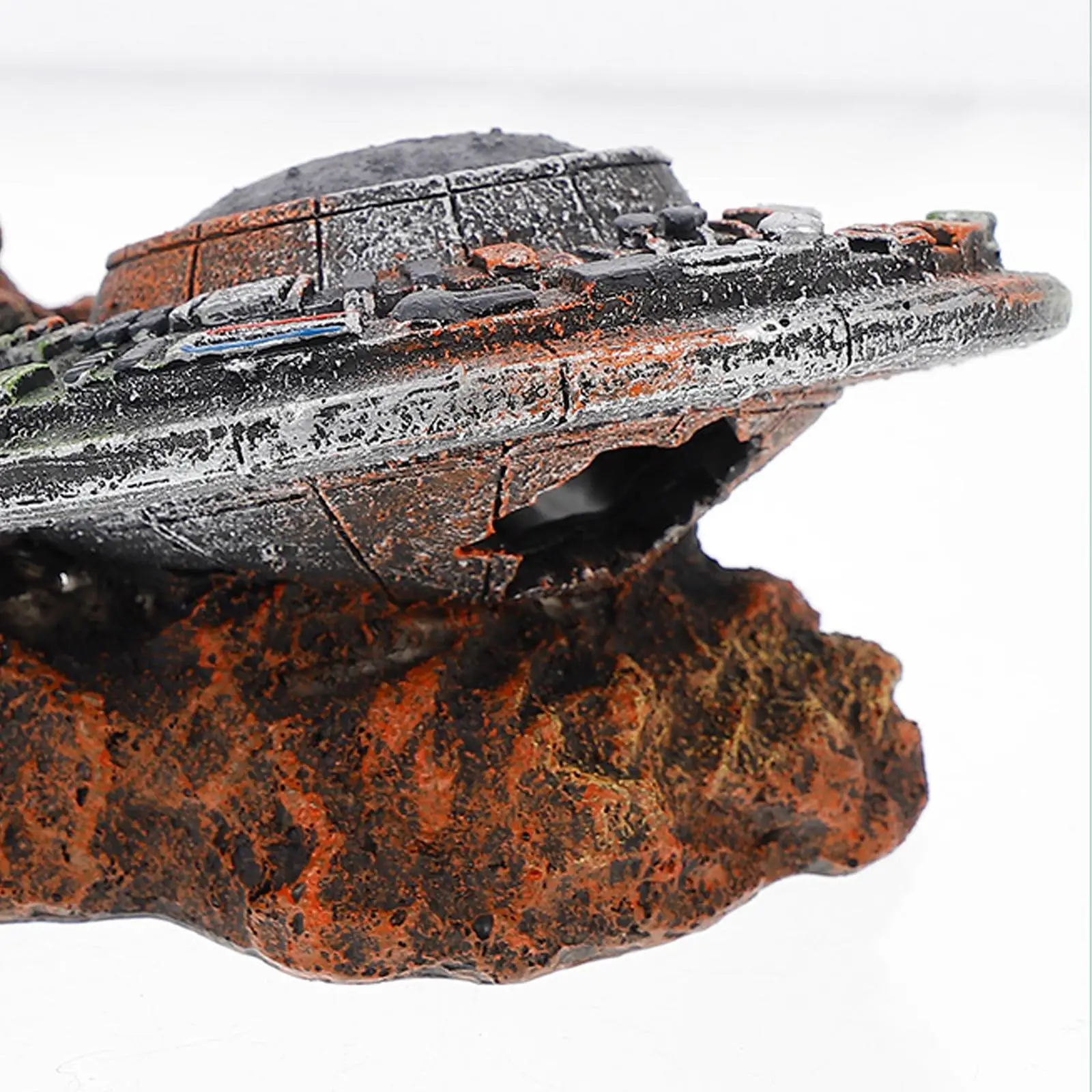 Resin Alien Spaceship Ufo Wreck nament Fish Tank Decor Aquarium Decoration Pet Products Artificial Decor Landscape Accessory