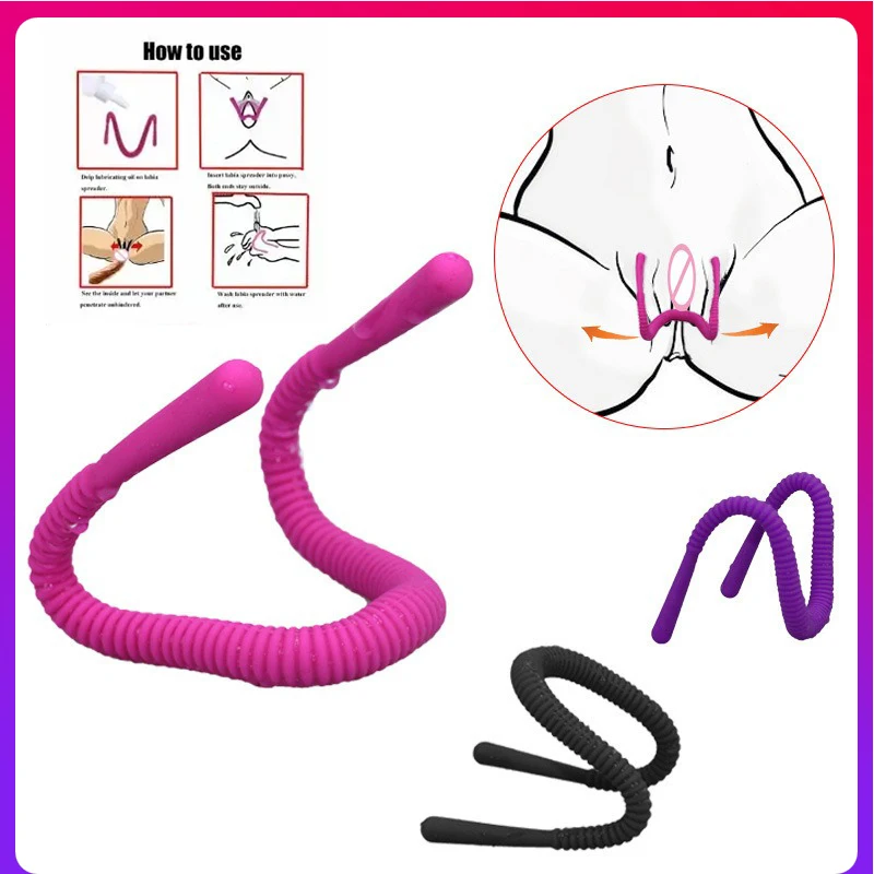 Vagina Speculum Labia Clamps Pussy Spreader Silicone Clitoris Stimulation BDSM Bondage