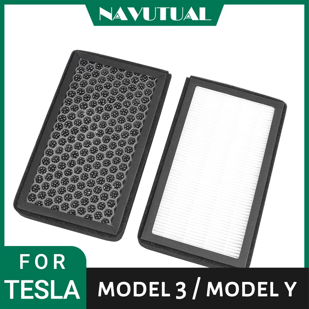 

HEPA Activated Carbon Air Filter 2 Pieces Set For Tesla Model 3 Model Y Air Conditioner Filter Element Replacement 2016-2023