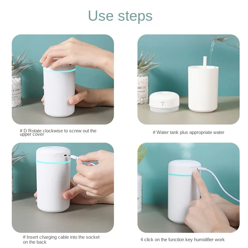 Portable home USB mini air humidifier aromatherapy essential oil diffuser car silent sprayer diffusion air purifier with light