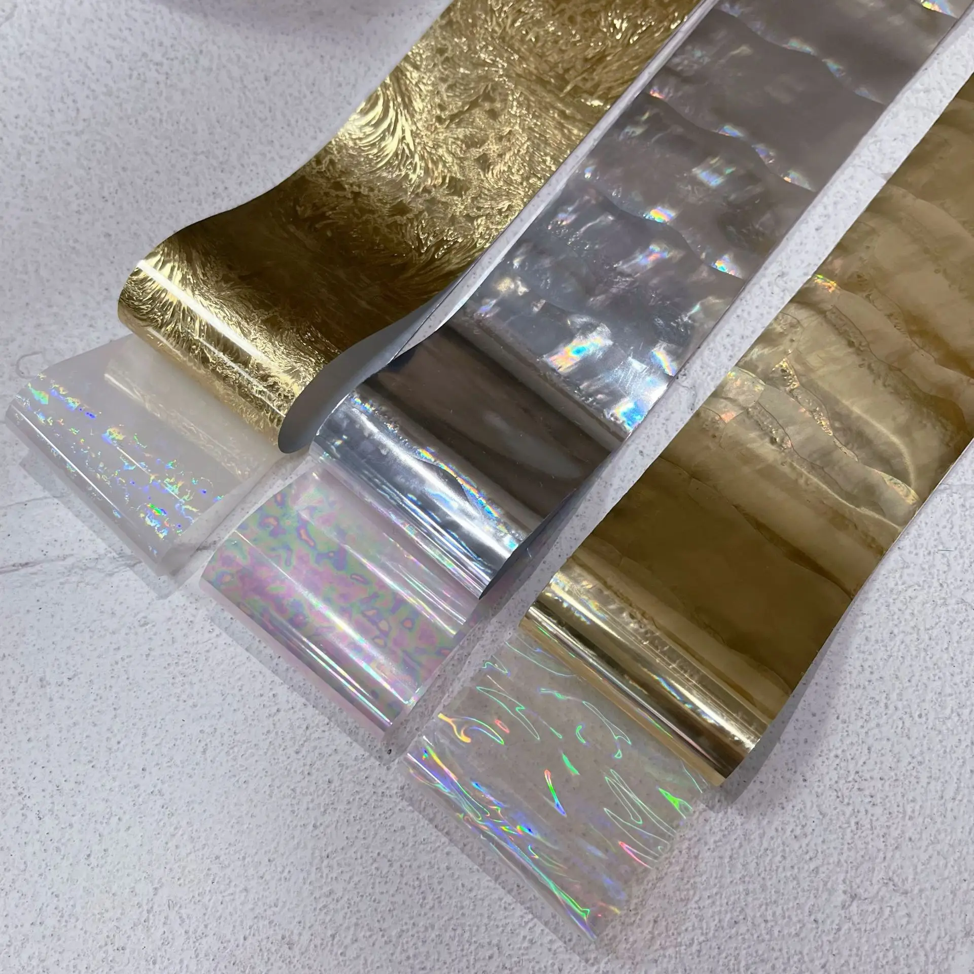 1개 50cm 메탈 텍스처 효과 파워 네일 포일 골든 로즈 전사지 스킨 스티커 네일 랩 네일 아트 장식