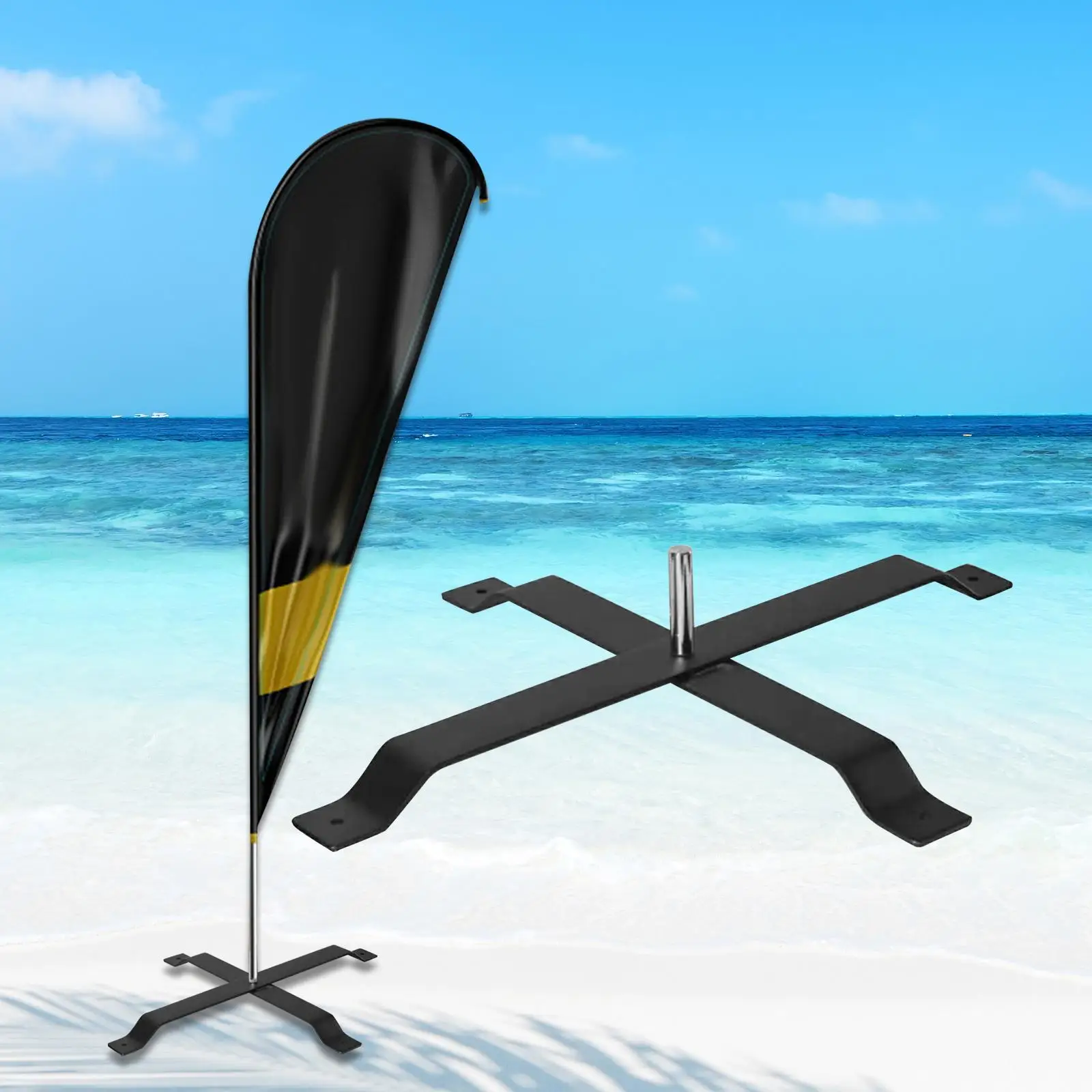 

Beach Flag Pole Base, Feather Flag Base Stand, Holder Cross Base Stand for Road Guidance