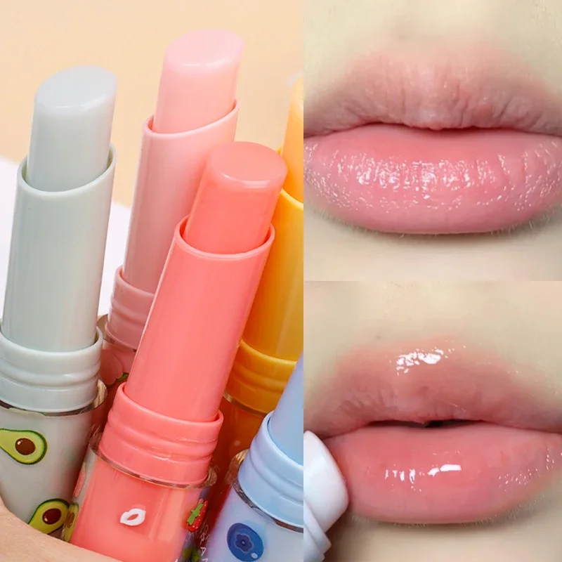 

Jelly Fruity Lip Balm Moisturizing Lip Gloss Natural Long Lasting Nourishing Change Color Lipstick Makeup Cosmetic Lip Skin Care