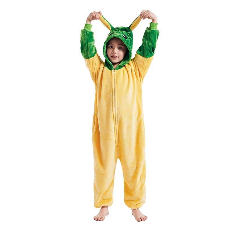 Kids Kigurumi Pajamas Fleece Children Overalls Baby Animal Full Body Onesie One-Piece Sleepwear Girls Halloween Cosplay Costume