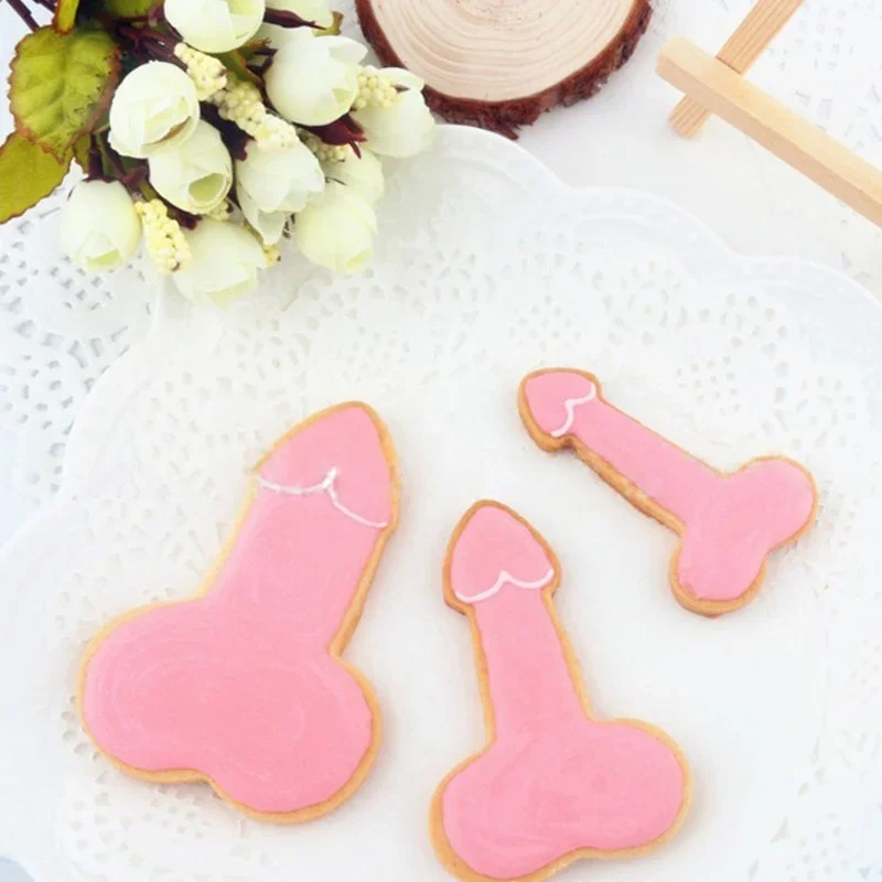 3pcs Cookie Cutters Set 3D Sexy Pennis Cake Mould Bakeware Adult Fondant Decor Baking Cake Cutter Birthday Party Baking Tools