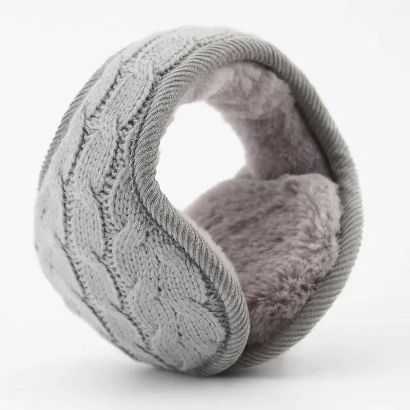 Unisex Warm Knit Earmuffs Ladies Winter Pure Color Outdoor Ski Snow Cycling Foldable Earwarmer