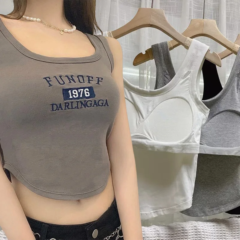 

Women One-piece Bra Vest Seamless Underwear Sexy Push Up Bras Tops Female Brassiere Lingerie Camisole with Chest Pad Cropped Top