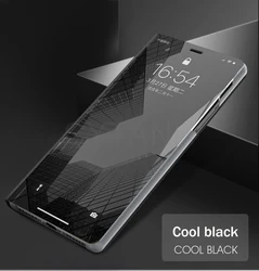 Premium Flip Magnetic Smart Mirror Phone Case - Sleek Book - Style Cover - Galaxy A57 (Black)