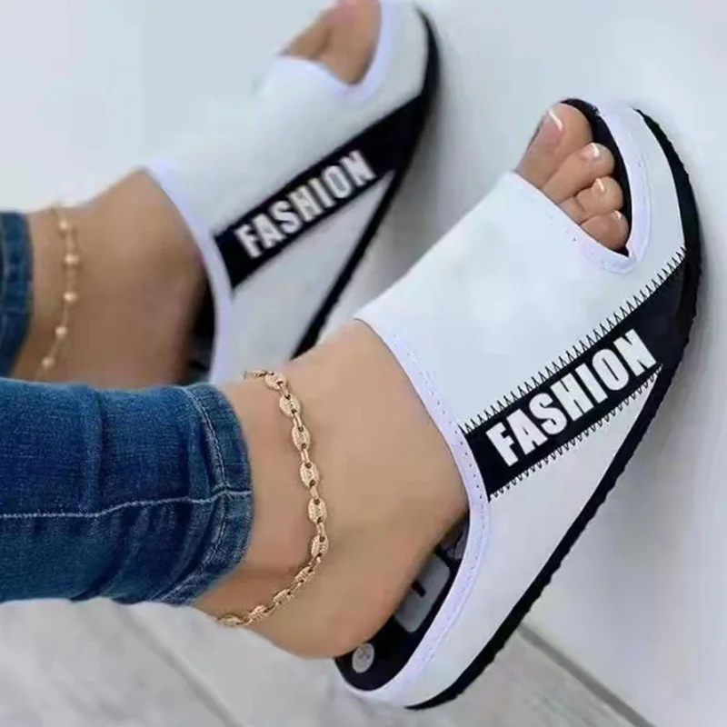 

Women Fabric Uppers Slippers Female Peep Toe Flat Platform Multiple Colour Sandals Lady Sewing Large Size Round Open Toed Shoes