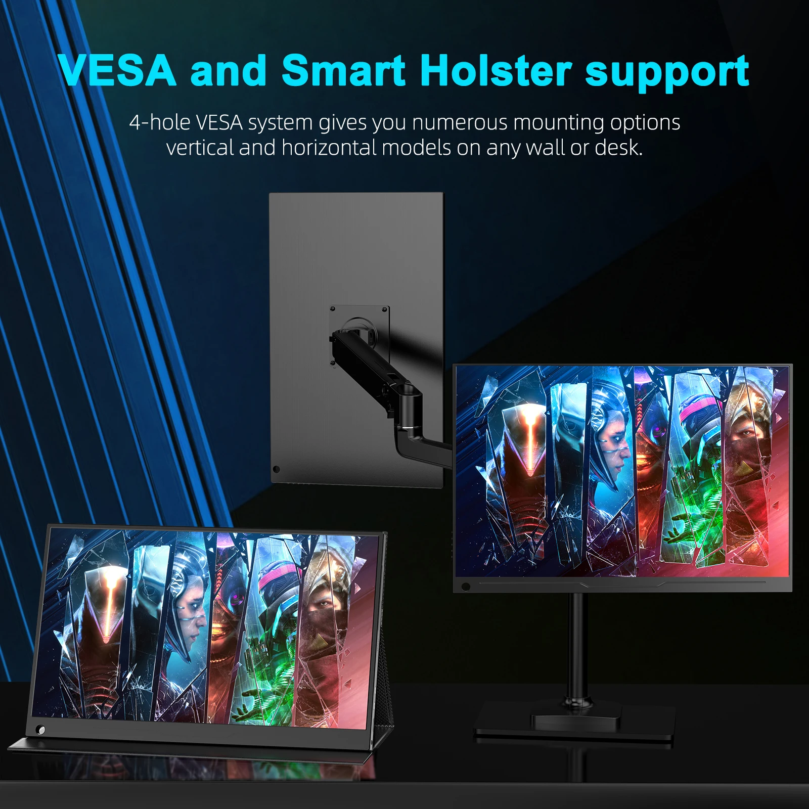 UPERFECT UGame J7 2K 144Hz ޴    17.3 ġ 2560x1440P IPS ũ Ʈ ȭ  ܼ  ũ PS4/5 ġ HDR ÷(VESA Ŀ 
