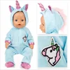 43cm Born New Baby Doll Clothes Pink Kitty Unicorn Pony Pajama Set 18 Inch Doll Clothes Baby Girl Birthday Gift 5