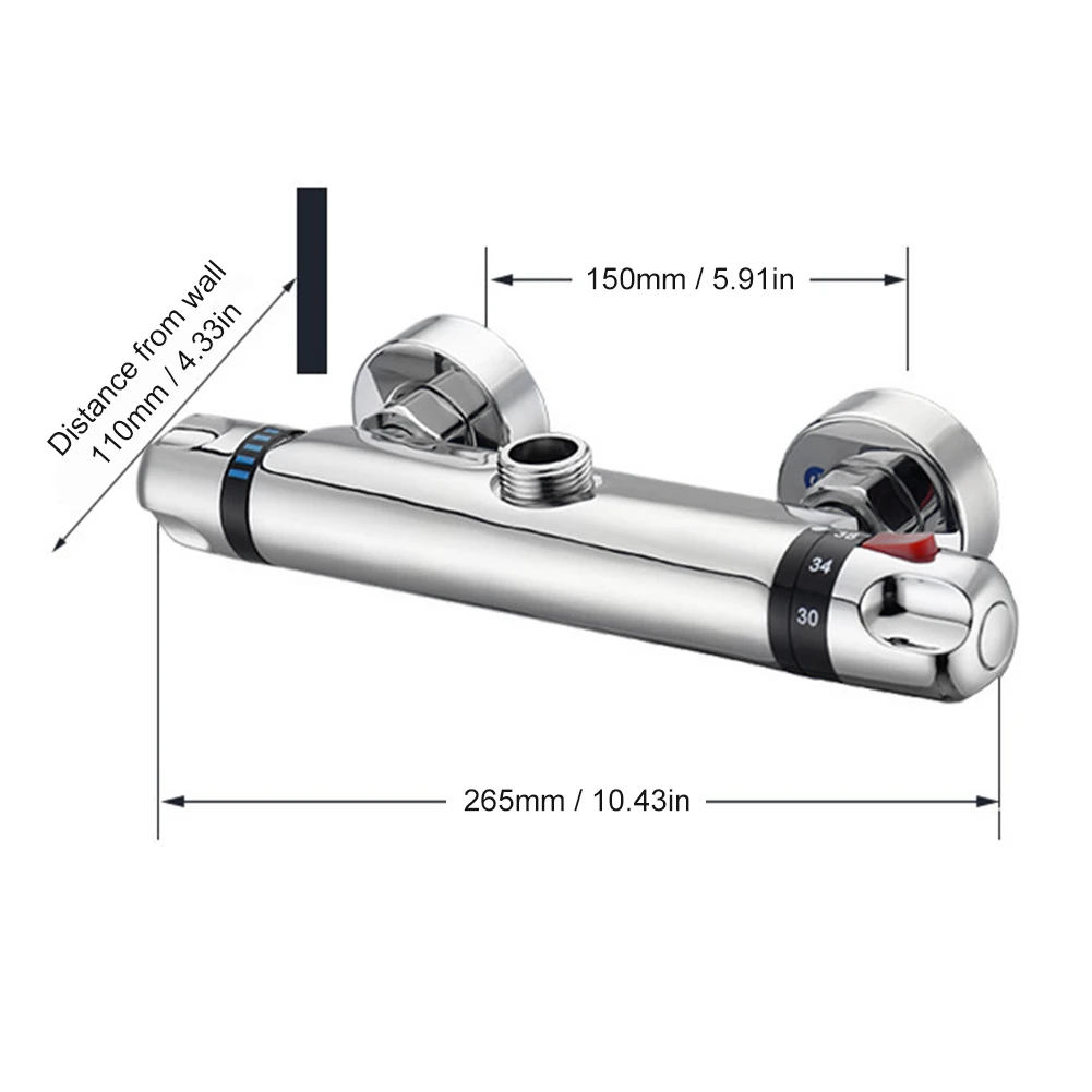 Bathroom thermostatic shower mixing valve wall-mounted 38℃ thermostatic shower anti-scalding faucet valve 5