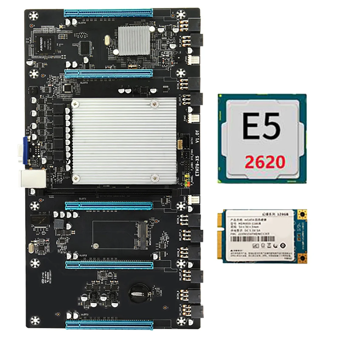 Семейная материнская плата для майнинга BTC с процессором E5 2620 + 1X128G SSD H61 LGA2011 V1/V2 65