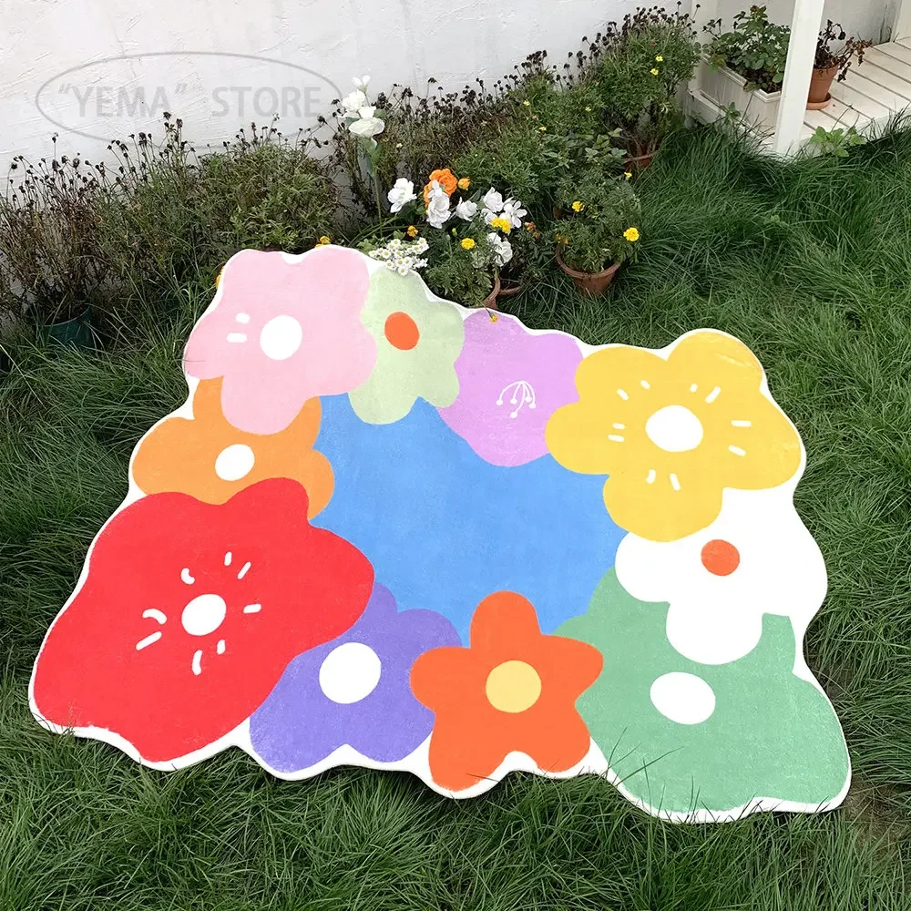 

Colorful Flowers Comfortable Soft Bedroom Rugs Large Area Living Room Decorative Carpets Art Floral Rug Balcony Carpet Tapis 양탄자