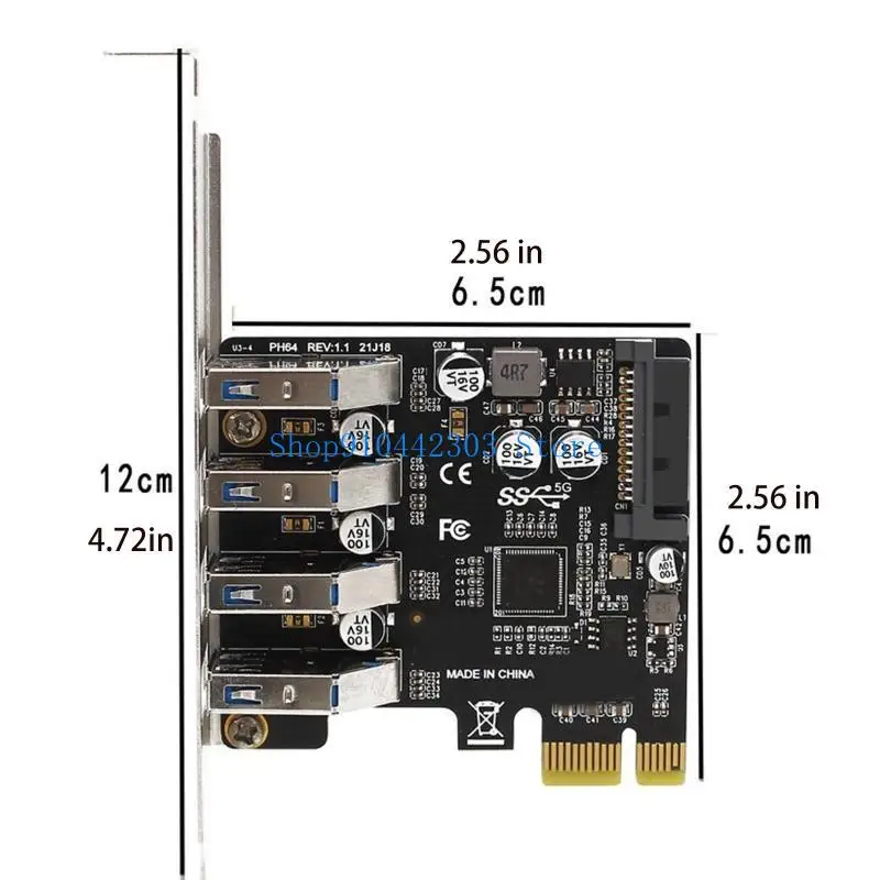 스마트 PCIE 4포트용 652F Vista 7 8 10용 초고속 5Gbps USB 확장 카드 자가 전원 내장 데스크탑 빌드
