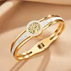 316L Stainless Steel Hollow Celtic Knot Tree of Life Cuff Bracelet Micro Embedded Zircon Spring Bangle for Women Vintage Jewelry 2