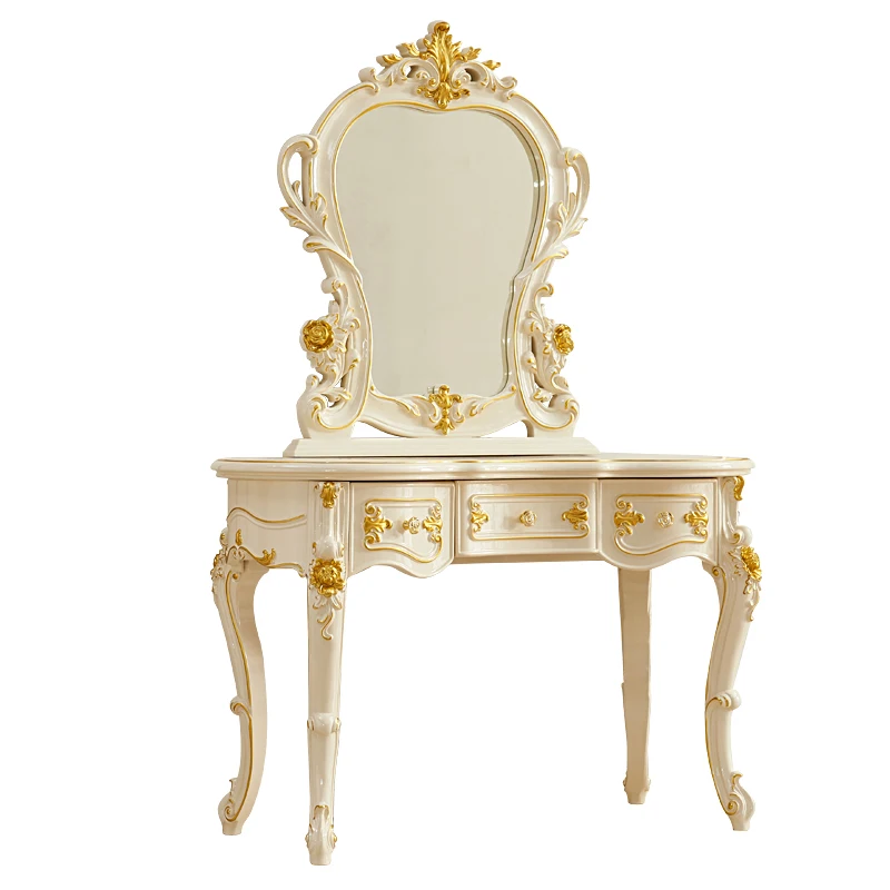 

European-style all-solid wood dressing table American villa bedroom high-grade master carved makeup table small-sized dressing t
