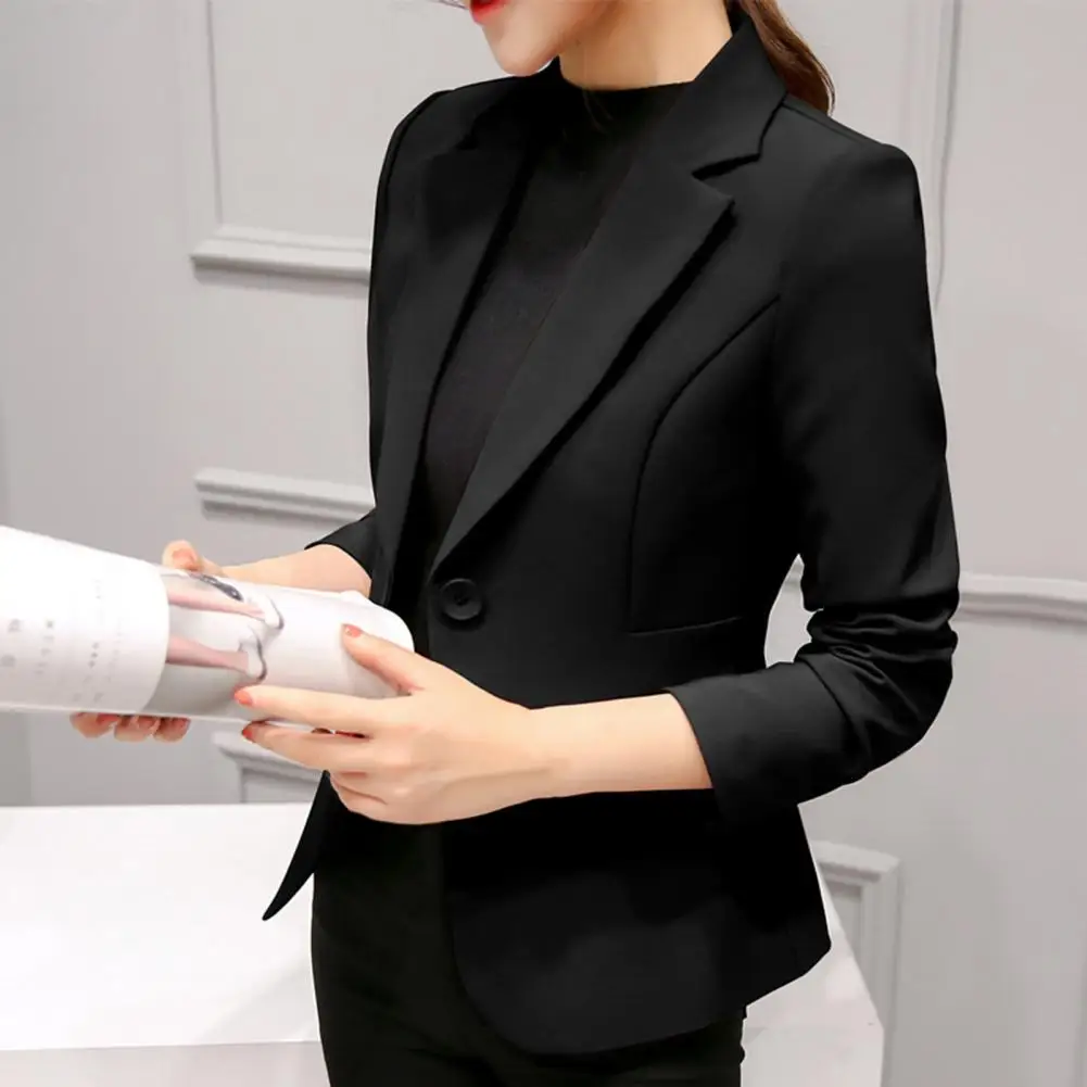 Black Women Blazer 2023 Formal Slim Blazers Lady Office Work Suit Pockets Jackets Coat Female Wine Notched Blazer Jackets