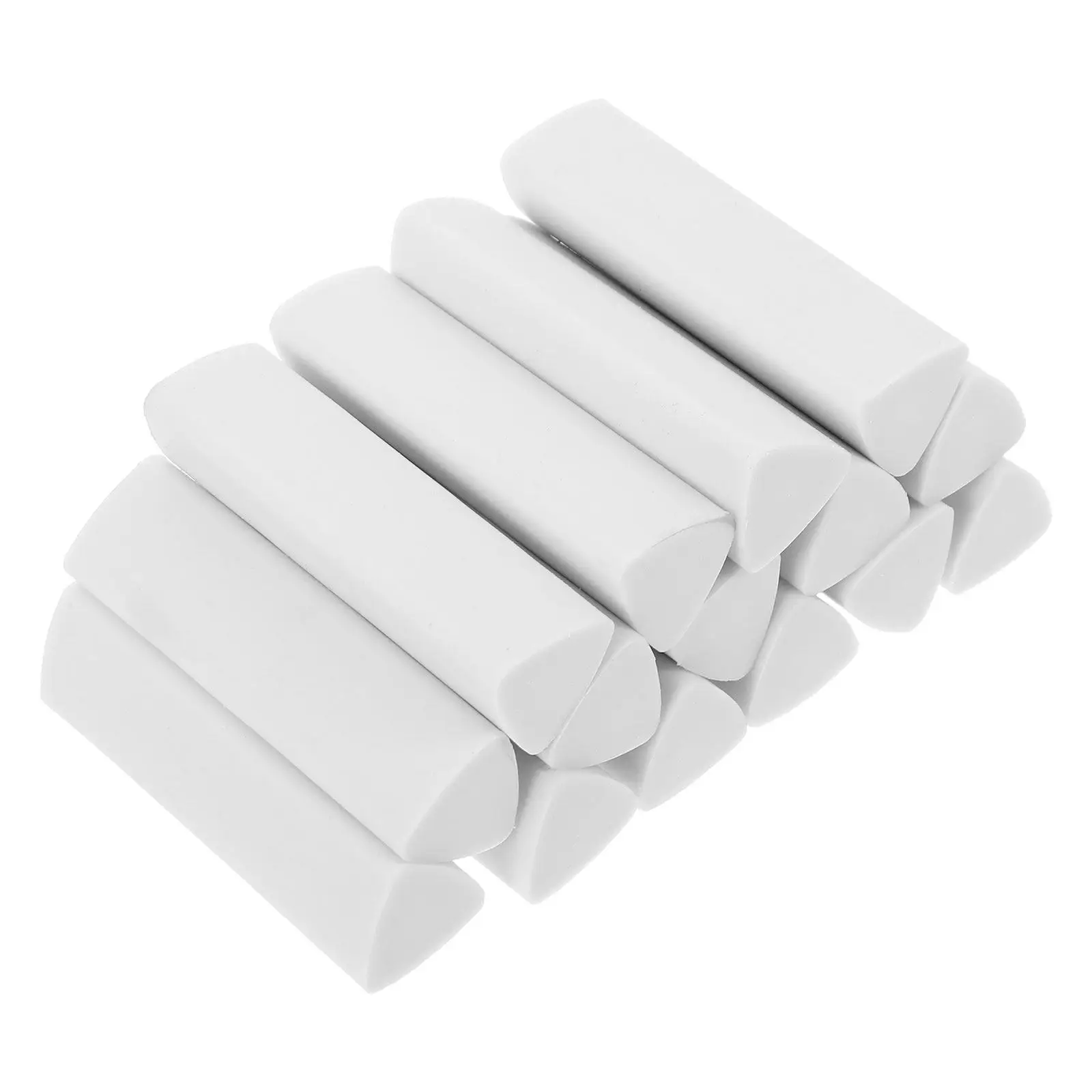 15Pcs 삼각형 모양의 지우개 부드러운 흰색 인체 공학적 디자인 교실 드로잉 ..