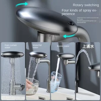 Rubinetto da cucina spazzolato Ugello estraibile flessibile Lavello da cucina Miscelatore Spruzzatore a flusso Testa da ponte Rubinetti acqua calda fredda nera 1