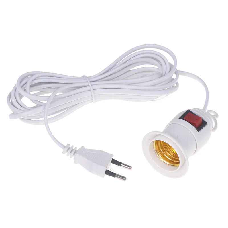 Lamp Base Holder EU Plug 4M Power Cord With Switch For Pendant Led Bulbs