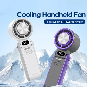 Mini Handheld Air Cooling High Speed Turbo Fan Foldable USB Rechargeable 3600mAh 100 Wind Speeds Adjustable Outdoor With Lanyard